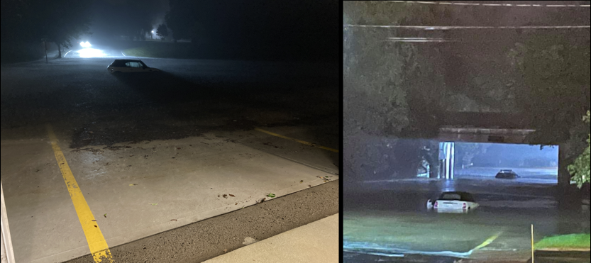 flood waters in front of PFAS building